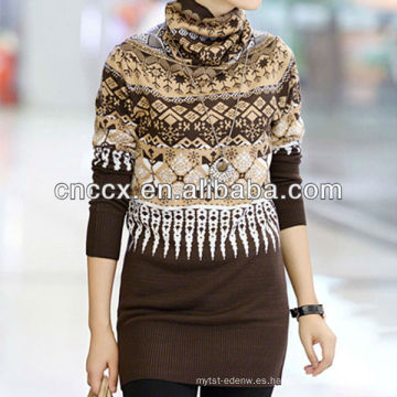 12STC0707 patrones de tejer suéter de cuello alto de las señoras suéter alemán suéter
